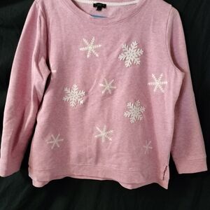 Cozy Pink Snowflake Long Sleeve Fleece By Talbot's